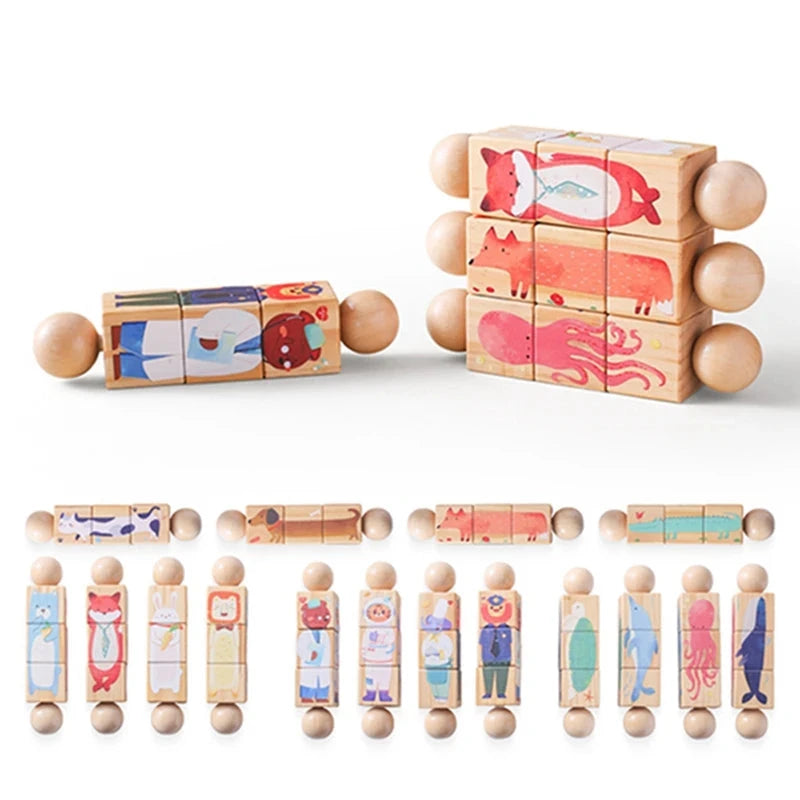 Twist & Match Friends – Wooden Rotating Puzzle Set