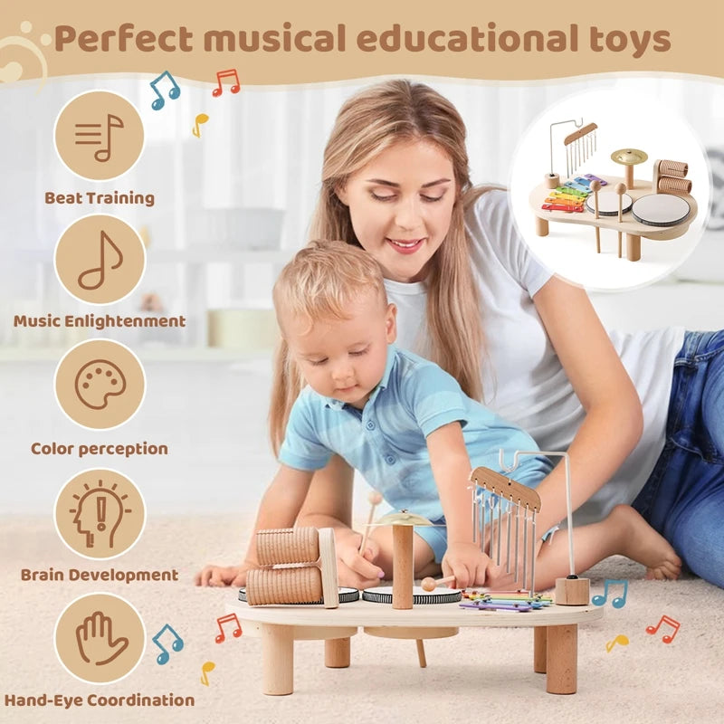 Tiny Tunes Music Table – Montessori Wooden Instrument Set