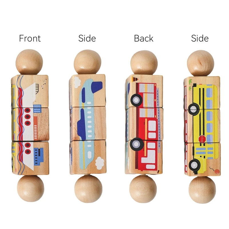 Twist & Match Friends – Wooden Rotating Puzzle Set