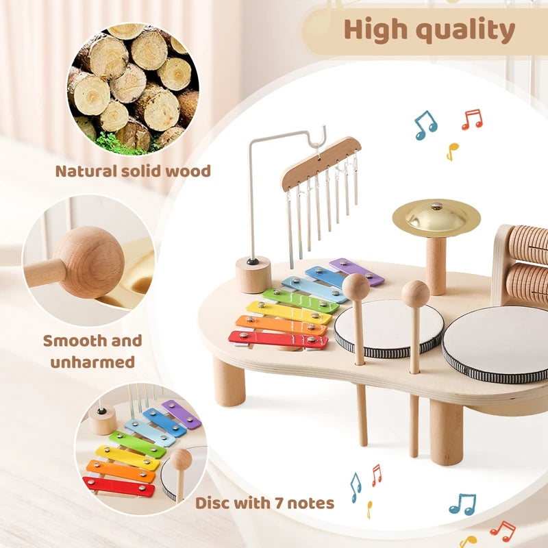 Tiny Tunes Music Table – Montessori Wooden Instrument Set