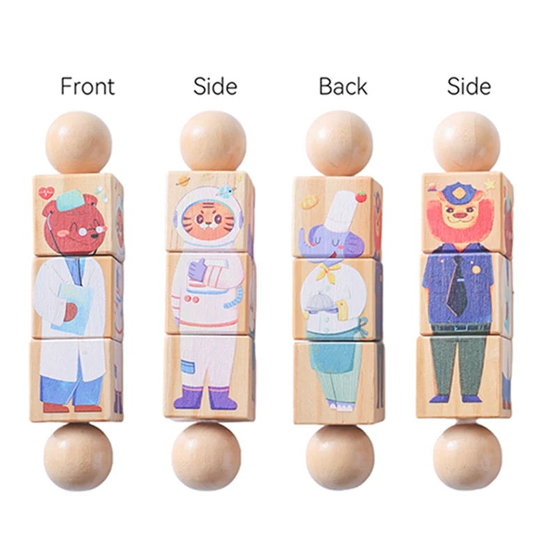 Twist & Match Friends – Wooden Rotating Puzzle Set